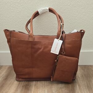 Lucky Brand Brown Leather Tote with Pouch